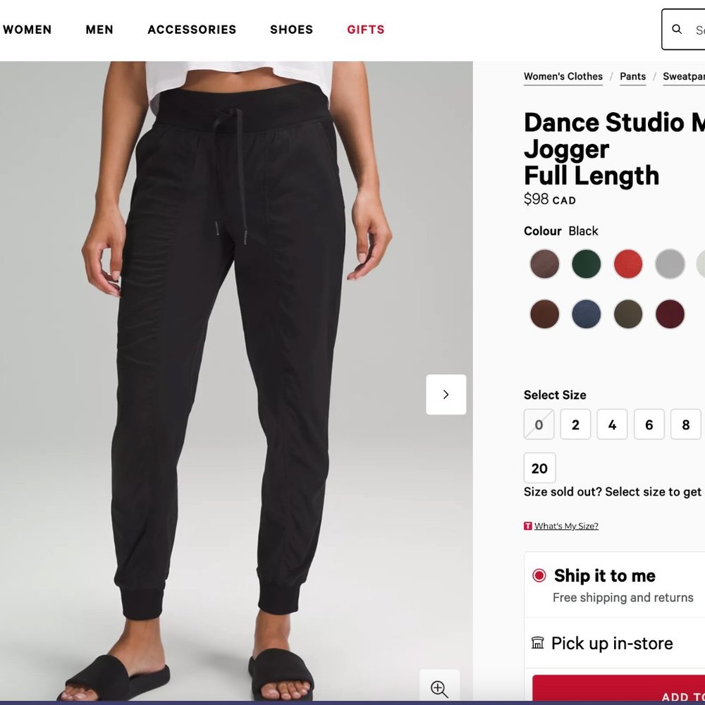 Lululemon Mid Rise Dance Studio Joggers -Size 10